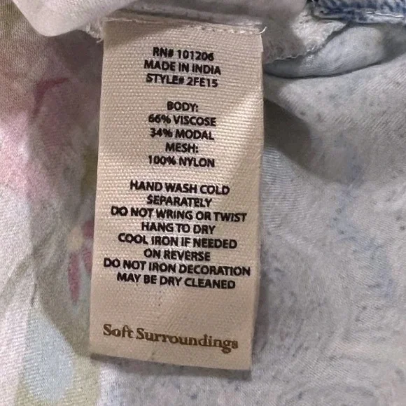 Soft Surroundings Boho Beaded Paisley Floral Tunic Top Blue Pink Womens Small - Picture 9 of 11